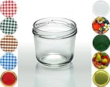 Cap+Cro - 40 St�ck Sturzgl�ser 230 ml, Deckelfarbe: kariert rot-wei�