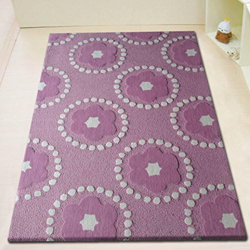 Beautiful Unique Pink Kids Rug with Pedals Pattern Design, ~4ft X 6ft Hand Carved and Hand Tufted on Sale!