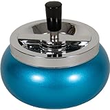 5.5" Large Metal Spinning Ashtray - Metallic Glitter Rounded Bottom (Blue)