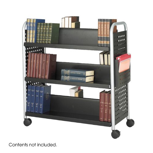 Safco ScootÂ¿ Double Sided 6 Shelf Book Cart Black