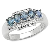 1.25 Carat Genuine Blue Sapphire Silver Ring