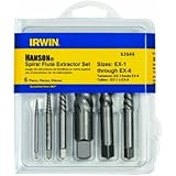 Irwin Tools 53545 Spiral Flute Screw Extractors, 6 Piece Set