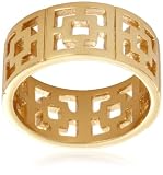 Trina Turk Jewelry Palm Springs Block Classics Pierced Brick Gold Plated Ring, Size 7