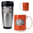 San Antonio Spurs NBA Stainless Steel Travel Tumbler & Game ball Ceramic Mug Set - Primary Logo by Great American Products