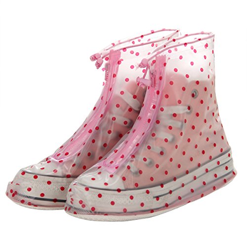 Polka Dot L Reusable Waterproof Guard Slip-resistant Women Girls Shoes Cover