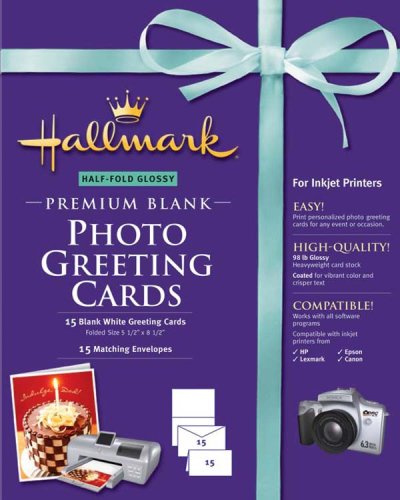 Hallmark Half-Fold Glossy Premium Photo Greeting Cards - 15 count