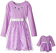 Girls Long Sleeves Jeweled Mesh Glittering Polyester/Knit General Print  Dress