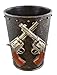 Double Pistol & Faux Cast Iron Waste Basket / Trash Can - Western Gun Revolver Six Shooter
