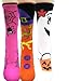 TeeHee Novelty Happy Halloween Fun Crew Socks for Women 3-Pack (Spider Web Pumpkin Ghost)