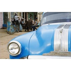 photographie Vintage car and Cuban men playing domino game on Marti street. est disperible en (L ...