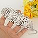 EVER FAITH Wedding Bridal Art Deco Leaf Austrian Crystal Bracelet for Women Bride Clear Silver-Tone