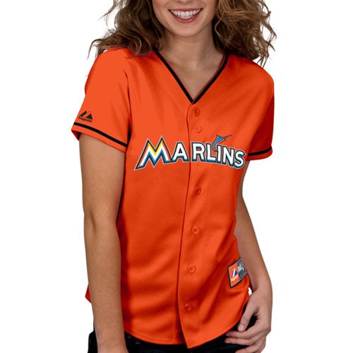 Majestic Miami Marlins Women's Replica Jersey - Orange (Small)