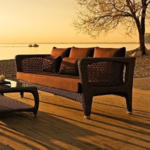 Altea 3 Seater Sofa with Low Back by Varaschin R and D Colour: Bronze, Cushion: Panama Castoro by Varaschin