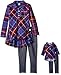 Dollie & Me Girls' Plaid Ruffle Tunic with Knit Denim Legging
