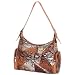 EmbassyTM Tan Genuine Leather Handbag with Snakeskin Embossing