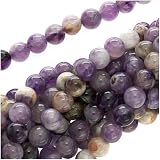 Amethyst Calcite Purple and Cream Gemstone Beads 6mm Round / 16 Inches