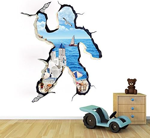 Sucis 3D Human Shape Aegean Sea Removable Mural Wall Stickers Wall Decal for Home Decor