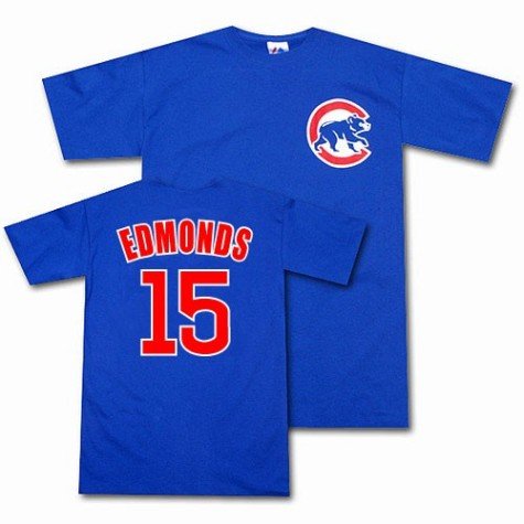 Men`s Chicago Cubs #15 Jim Edmonds Blue Name and Number Tshirt