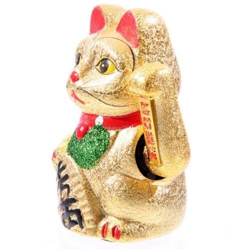 Maneki Neko Winkekatze gold 17cm aus Keramik