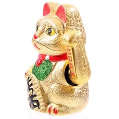 Maneki Neko Winkekatze gold 17cm aus Keramik
