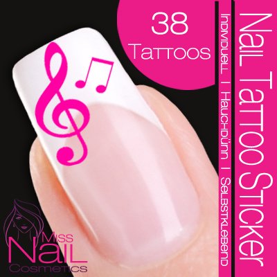 Nail Tattoo Sticker Musik / Noten - pink Preisvergleich