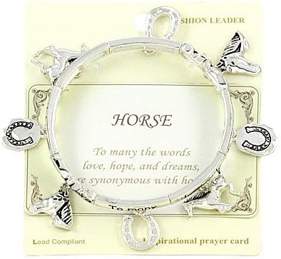 Designer Inspired Inspiration Bracelet/ Horse / Stretch / Silver Plated / Message on Bracelet: "To Many the Words Love, Hope, and Dreams Are Synonymous with Horses".