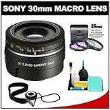 Sony Alpha DT 30mm f/2.8 Macro SAM Lens with 3 UV/FLD/CPL Filter Set + Clea ....