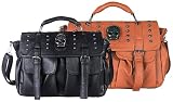 THEO Gothic Skull Studded Messenger Shoulder Bag Top Handle Satchel Handbag Purse - 2 color option