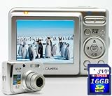 SVP DC-836-Silver 8MP 3x Optical Zoom 2.4 LCD Digital Camera (16GB SVP SDHC Memory Card Included)