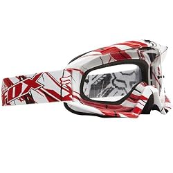 Fox Racing Main Shard Men's MX Motorcycle Goggles Eyewear w/ Free B&F Heart Sticker Bundle - Red/Clear