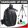 Vanguard Up-Rise 34 Digital SLR Camera Backpack Case (Black) with Deluxe Photo/Video Tripod + Accessory Kit for Canon Rebel XSi, XS, T1i, T2i, EOS 50D, 5D, 7D, Nikon D3000, D5000, D40, D60, D90, D300, D300s, Olympus Evolt E-30, E-450, E-520, E-620, and Sony Alpha A230, A330, A380, A450, A500, A550, A850