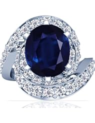 18K White Gold Oval Cut Blue Sapphire Ring With Sidestones (GIA Certificate)