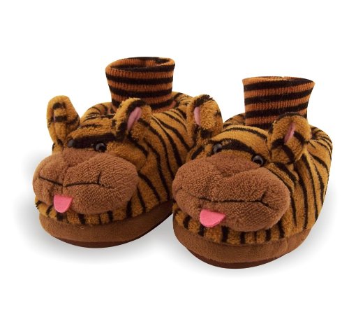 Animal Tiger Toddler Sock Top Bootie Brown with Black Stripes Slippers