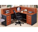 Auburn Maple and Graphite Gray Reception Desk Series C Auburn Maple Collection by Bush Office Furnit