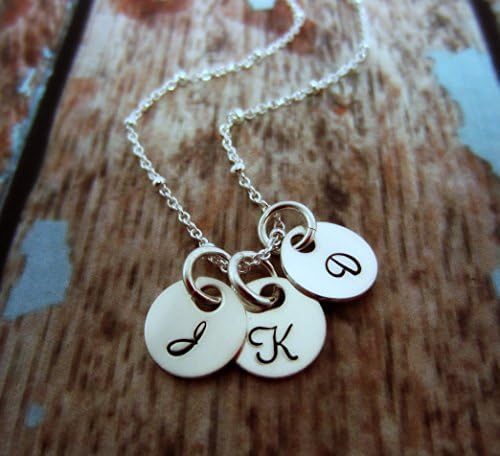 Custom Initial Necklace, Sterling Silver Initial Jewelry, Hand Stamped Initial Necklace