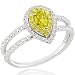 14K White and Yellow Gold 1/2ct TCW Fancy Vivid Orangy Yellow Pear-Shaped Diamond Ring