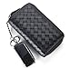 Genuine Leather Woven Men Oversized Zip Around Key Case Car Key Wallet 12 Hook