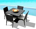 5 Pc Mika New Outdoor Patio Furniture All Weather Resin Wicker Dining Table Set With Side Chairs
