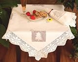 100% Luxury Cotton Embroidery with Handmade Crochet Table Topper 36x36