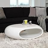 Design Couchtisch SPACE, weiß, Hochglanz, 100x70cm, oval