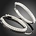 FC JORY White Gold Plated Clear Crystal Paved Oval Hoop Pierced Dangle Earrings