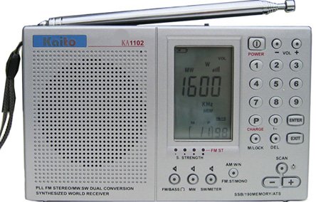 Kaito KA1102 AM/FM Shortewave Radio with SSB, Color Silver
