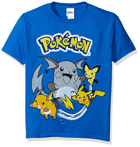Pokemon Big Boys' Short Sleeve Tee Shirt, Royal Blue, Medium/10-12