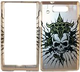 Motorola WX 435 Virgin Mobile Silver Spear Skull Design WX435 Case Skin Cover Protector Hard Plastic