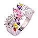 Psiroy 925 Sterling Silver Stunning Created Gorgeous Women's 8mm*10mm Marquise Cut CZ Pink Topaz Filled Ring
