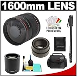 Vivitar Series 1 800mm f/8.0 Mirror Lens & 2x Teleconverter (= 1600mm) with Case + Monopod + Accessory Kit for Sony Alpha NEX-3, NEX-5, NEX-C3, NEX-5N, NEX-7 Digital SLR Cameras