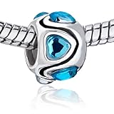 Pugster Heart Swarovski Crystal Bead 925 Sterling Silver Bead Charms Fits Pandora Beads Charms Bracelet
