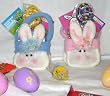 Plush Bunny Kids Easter Mini Gift Tote Basket - Candy, Games, Coloring, Activites, FUN! - Pink