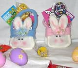 Plush Bunny Kids Easter Mini Gift Tote Basket - Candy, Games, Coloring, Activites, FUN! - Blue