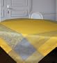 Il Fiori, Jacquard tablecloth in blue and yellow colourways, 50% linen and 50% Cotton